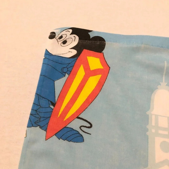 Vintage Disney Mickey Mouse Twin Flat Sheet  Frontierland Bedding Pacific 93x62 - Picture 14 of 16